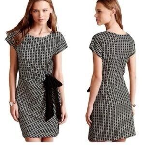 💫 💕Anthropologie Saturday Sunday Isabel Bow Tie Dress S Black White Like New!